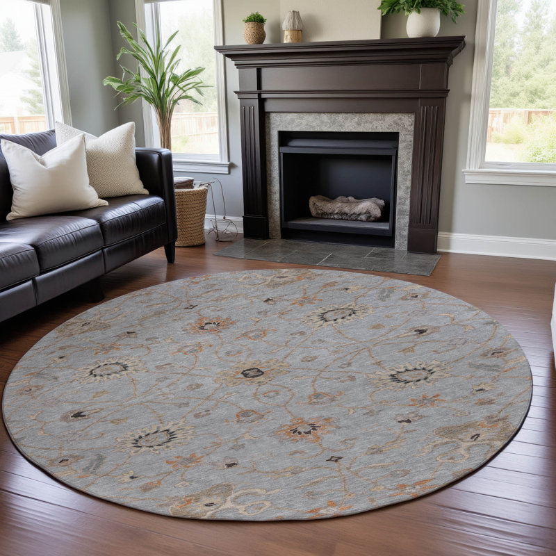 Premium Machine Washable Krause AMF1137 Global Rug, Round 8'