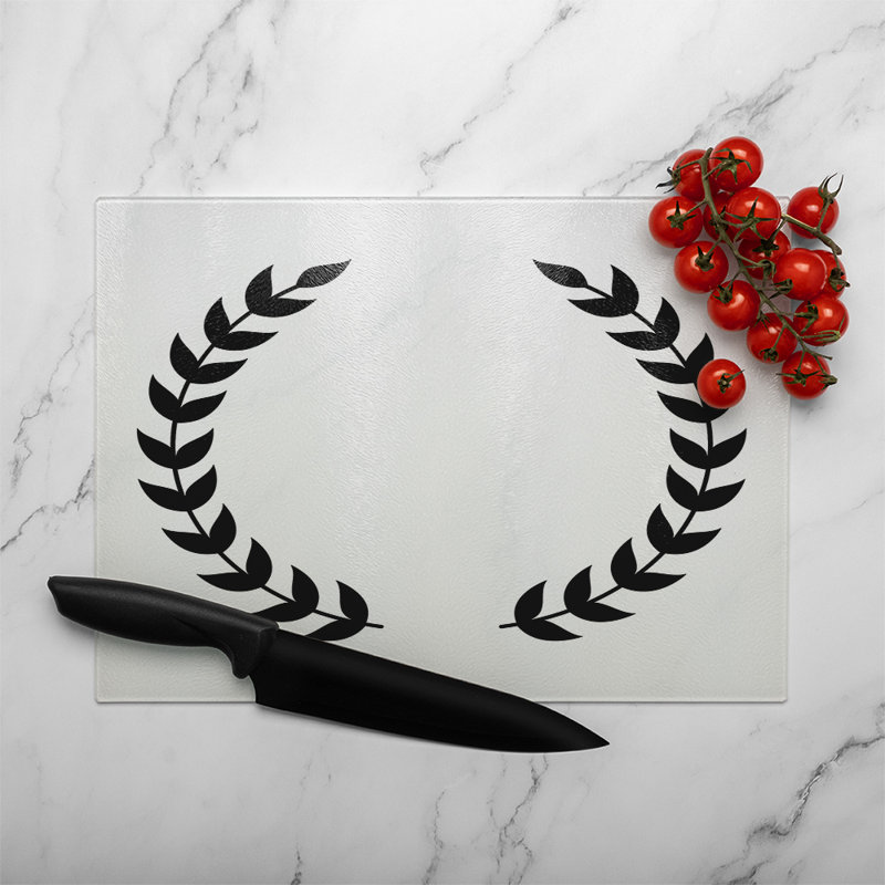 Olive Branches Glass Chopping Board, 28cm L x 20cm W