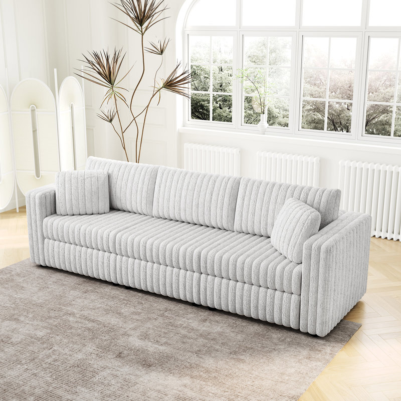 Gray Living Room Furniture - 106.3" Modular With Stylish Design And Practicality Comfortable Fabric Multi-Functional, 3