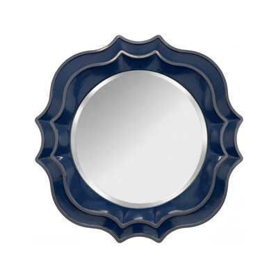 Ethan Round Scalloped Mirror Navy