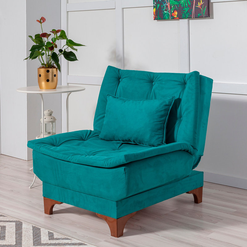 Fauteuil convertible capitonné l 29,53 po Crosland, Tricot vert