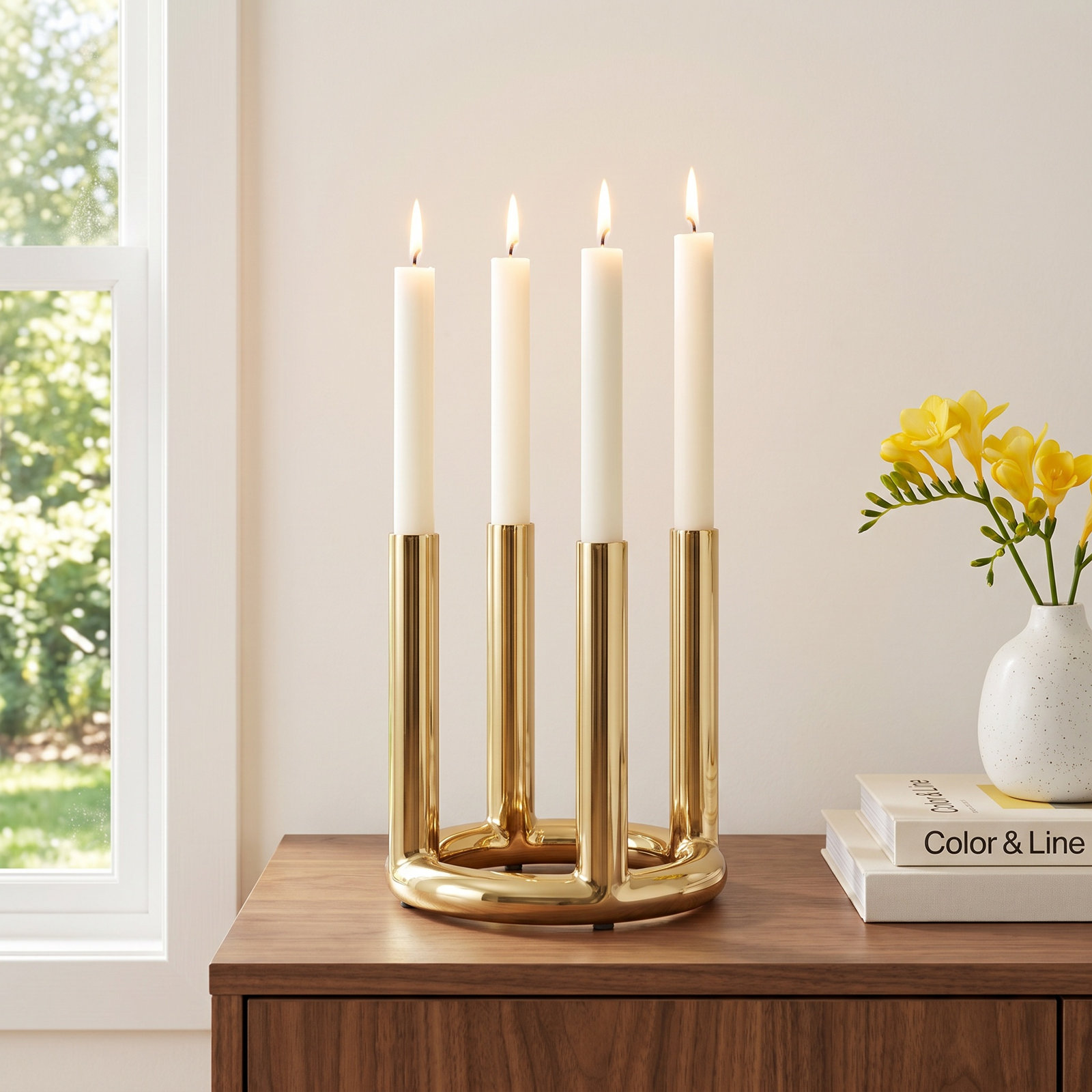 Rad Small Candelabra, Brass