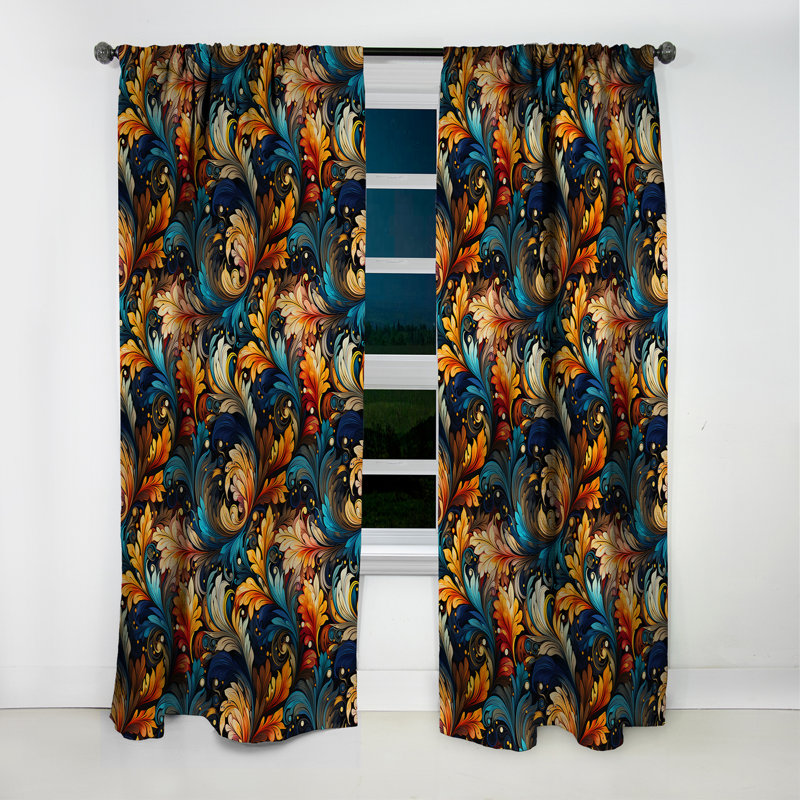Motif de motif cachemire artistique III - Rideau floral - Velours obscurcissant - 1 panneau, L 52 po x L 120 po
