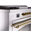 Cuisinière à double combustible de 60 po avec 5 brûleurs scellés, plaque chauffante et porte française ILVE Nostalgie II Series-566363224-566363182
