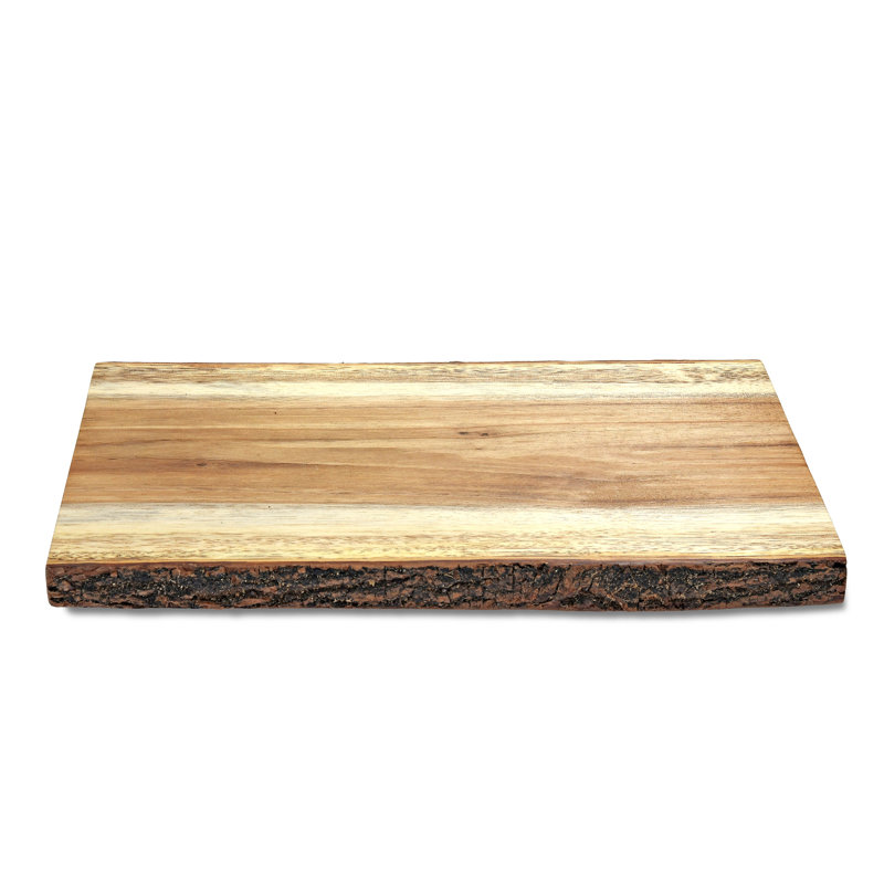 Handmade Natural Bark Light Brown Rain Tree Wood Cutting Board Kitchen Essential, Light Brown