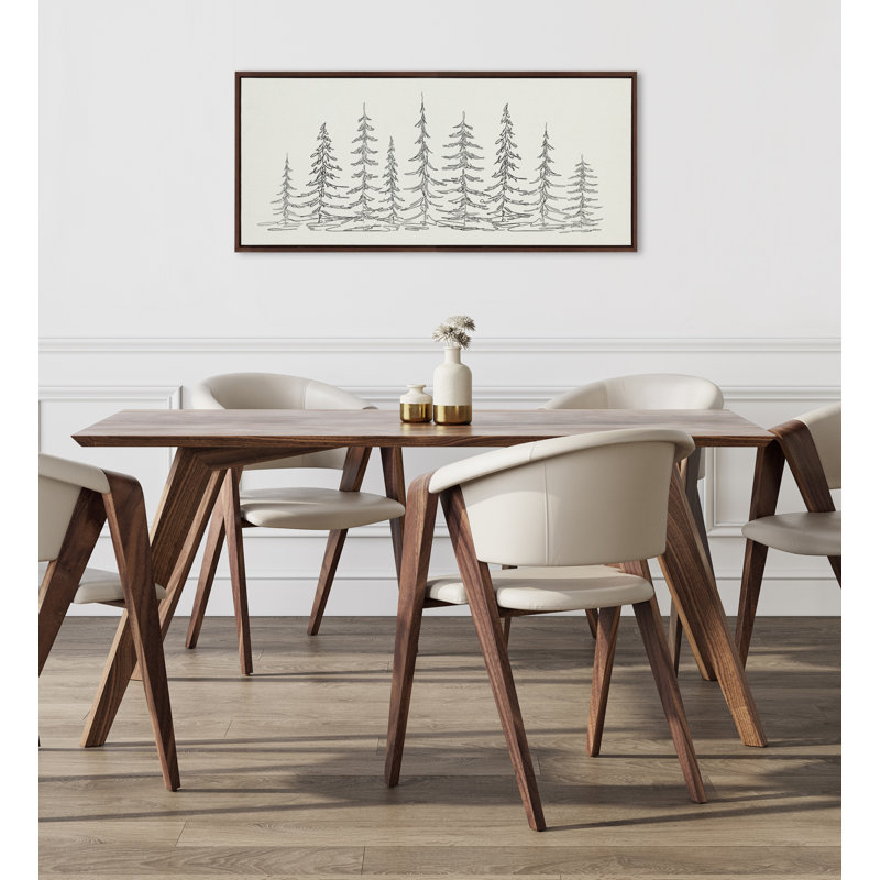 «Minimalist Evergreen Trees S croquis» par The Creative Bunch Studio, reproduction d'art sur toile encadrée, Brun