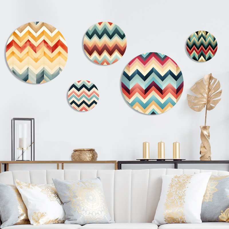 Christenson - Ensemble d'art mural rond à chevrons glam 5 pièces
