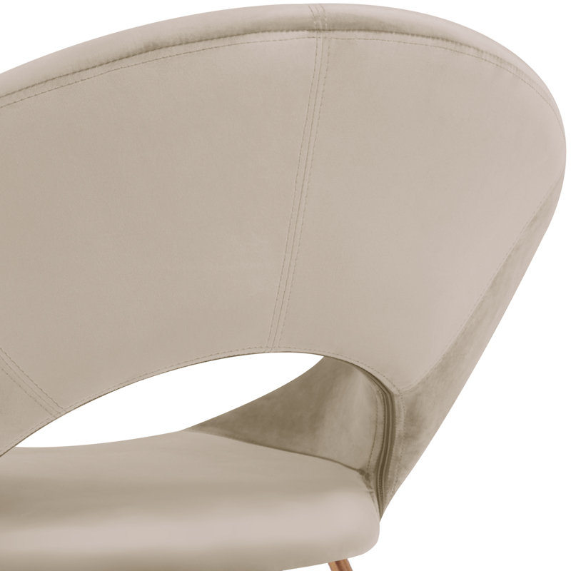 Fauteuil d'appoint moderne 28,35 po Vanezza, Velours beige, Doré
