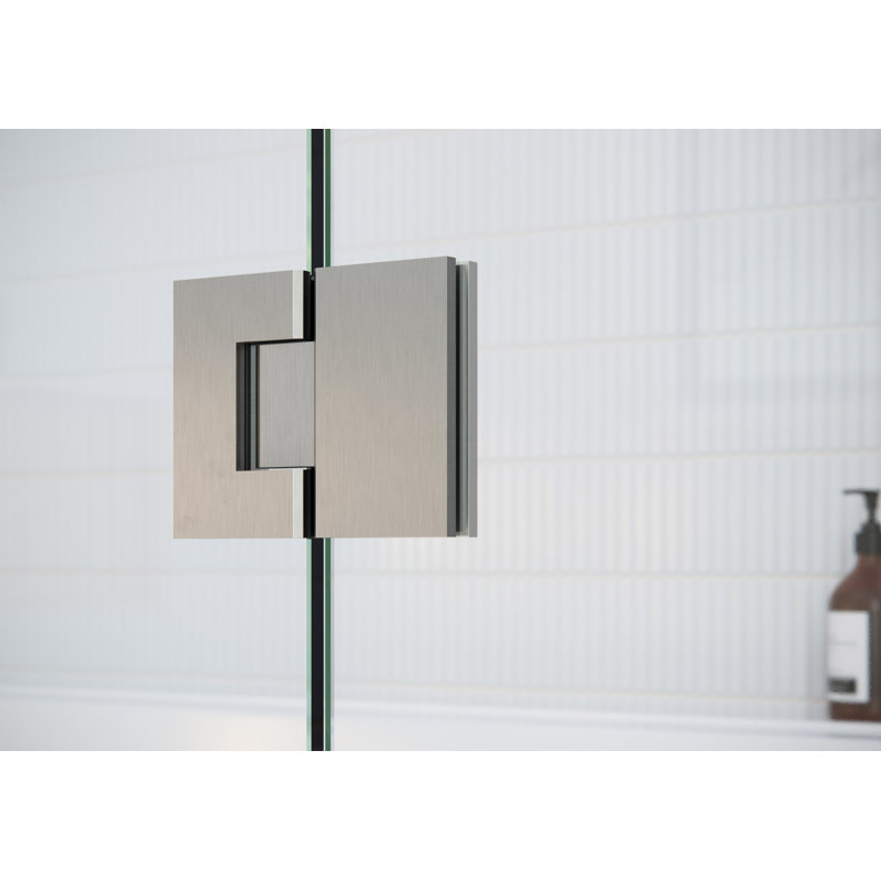 Stellar 40.5 in. x 78 in. Fully Frameless 3 Panel Inline Hinge Shower Door, Brushed Nickel