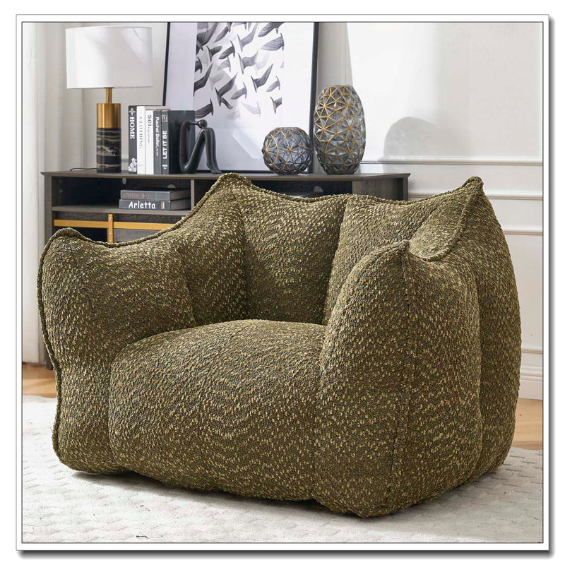 Fauteuil à billes en chenille, Vert olive