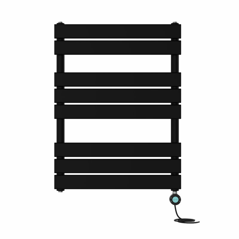 Flat Panel Towel Rail Heated Towel Rails, 80cm H x 60cm W x 6.2cm D, Black