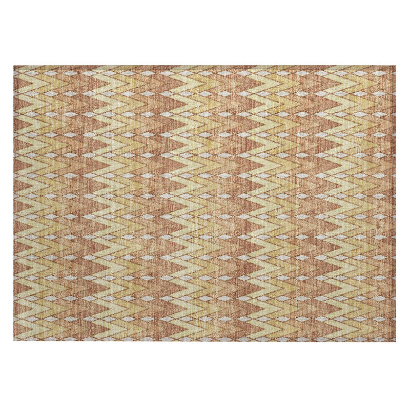 Machine Washable Indoor/Outdoor Chantille ACN2558 Geometric Rug, 1'8" x 2'6", Paprika