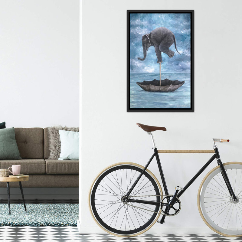 «Elephant in Balance» par Coco De Paris - impression d'art graphique, H 40 po x l 26 po x P 1,5 po, Pas de tapis