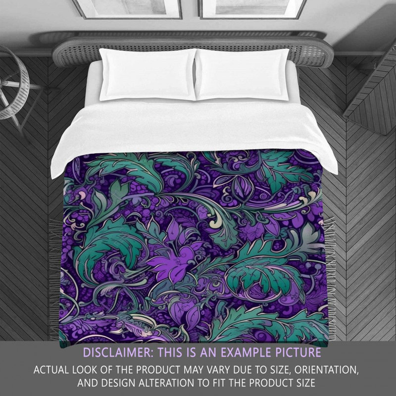 Polyester Comforter, Green/Purple Floral, Twin Extra Long Comforter