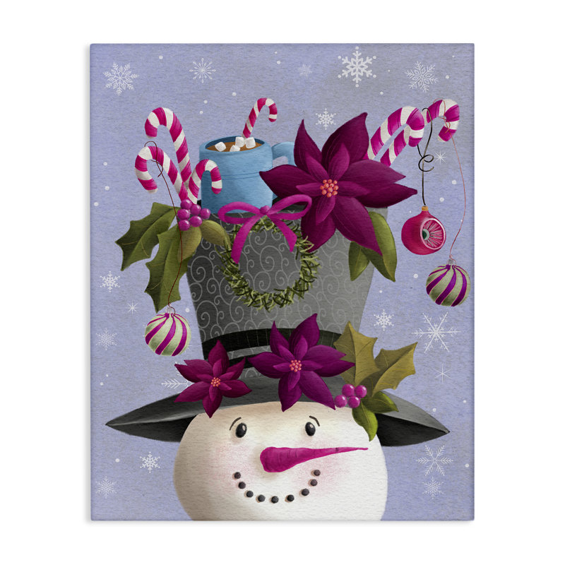 «Snowman with Festive Hat Ornement», art mural par Regina Moore, H 20 po x l 16 po