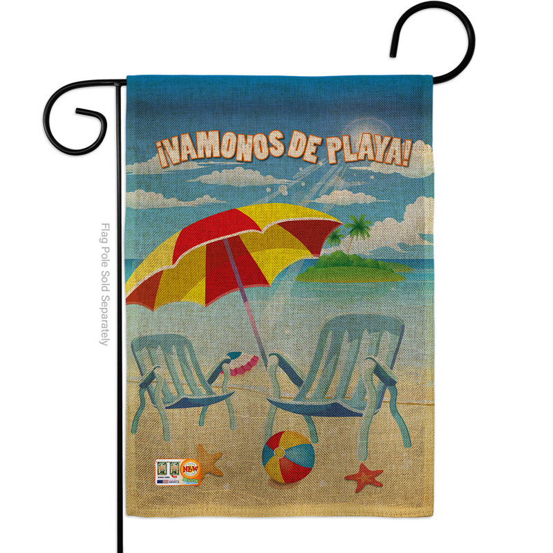 Vamonos de playa fun on the sun 2 côtés en toile jute 19 po x 13 po drapeau de jardin
