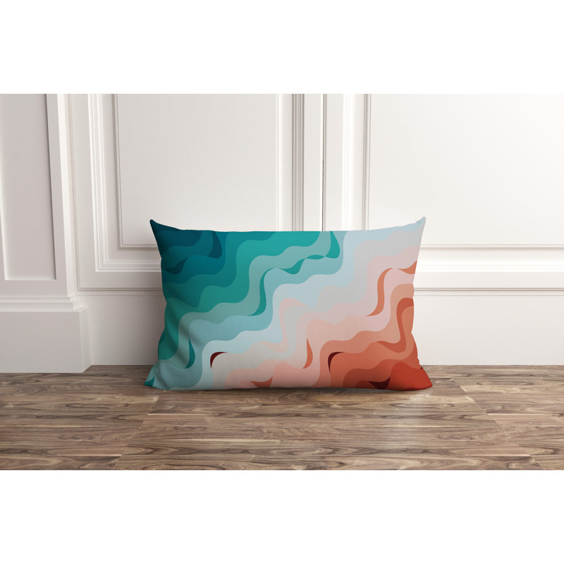 Housse et insert de coussin d'extérieur carré Brigitta, Rouille / émeraude, 14 po x 20 po, Rectangle