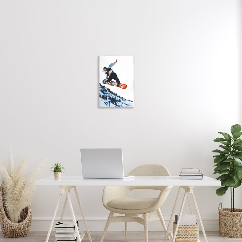 Planche à neige hivernale, art mural sur toile par Max Blakesberg Studios, H 15 po x l 10 po