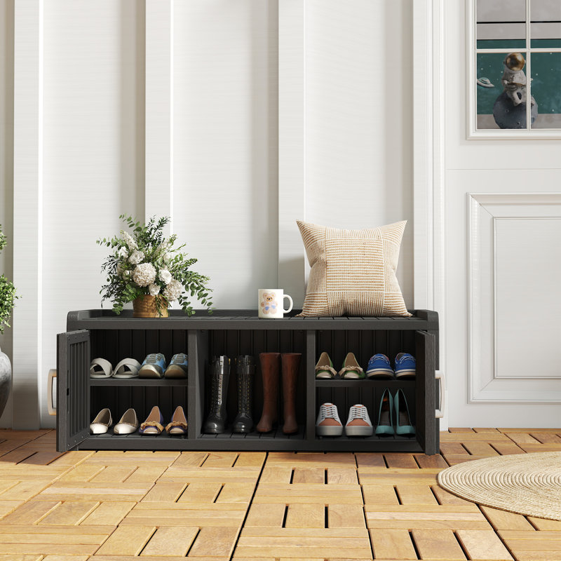 Shoe Storage Cabinet for Entryway with Adjustable Shelves and Waterproof, for Hallway, Living Room, Black