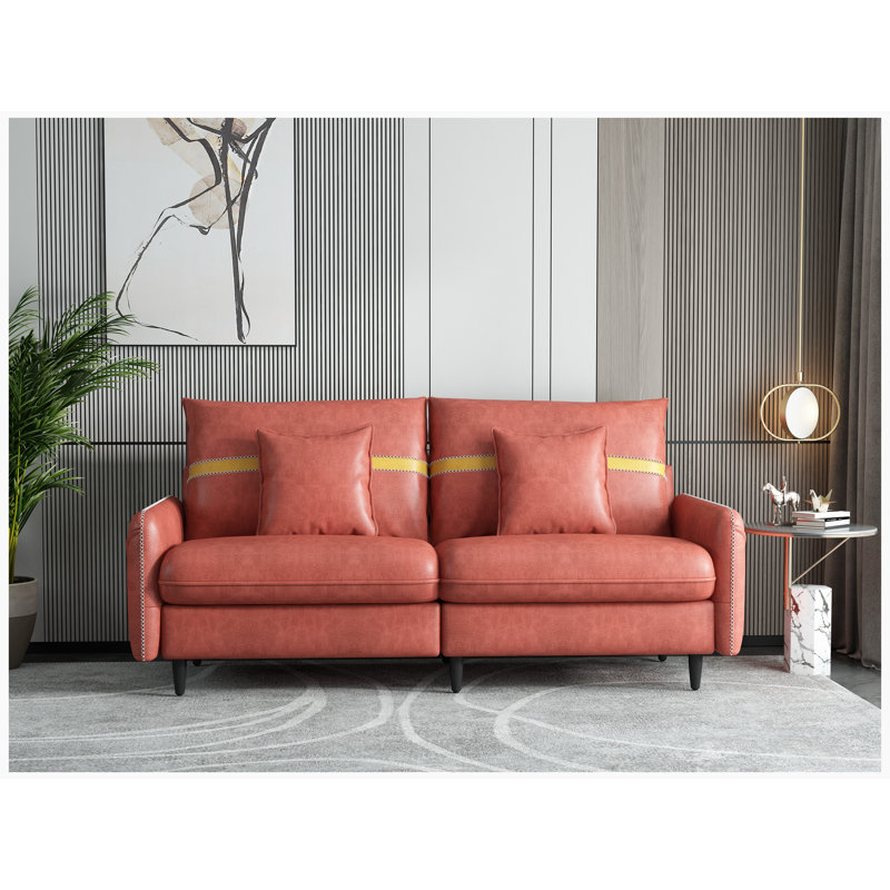 Causeuse à accoudoirs carrés 72,8 po Jersi, Orange