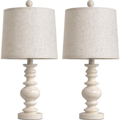 20" Antique White Table Lamp Set Of 2