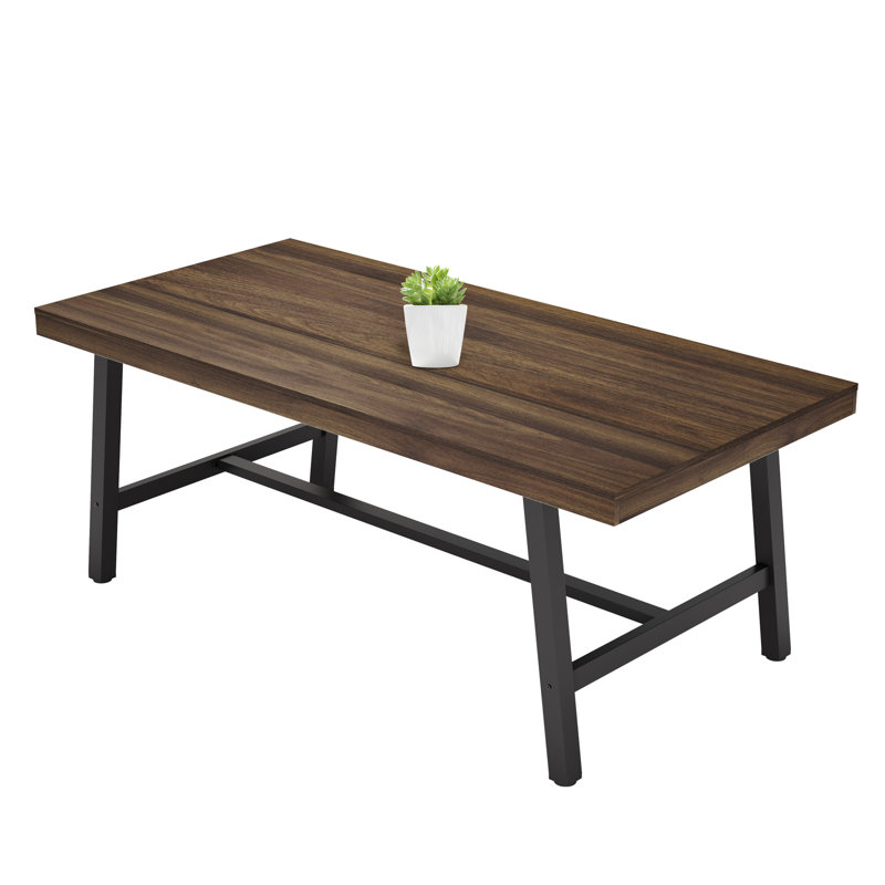 70.87" Industrial Dining Table for 6-8, Wooden Kitchen Table with Sturdy Metal Frame