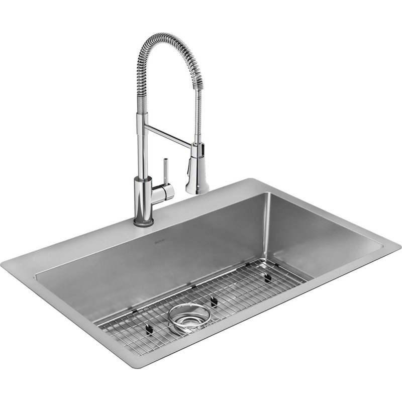 Crosstown Stainless Steel 33" L x 22" W Kitchen Sink with Accessories