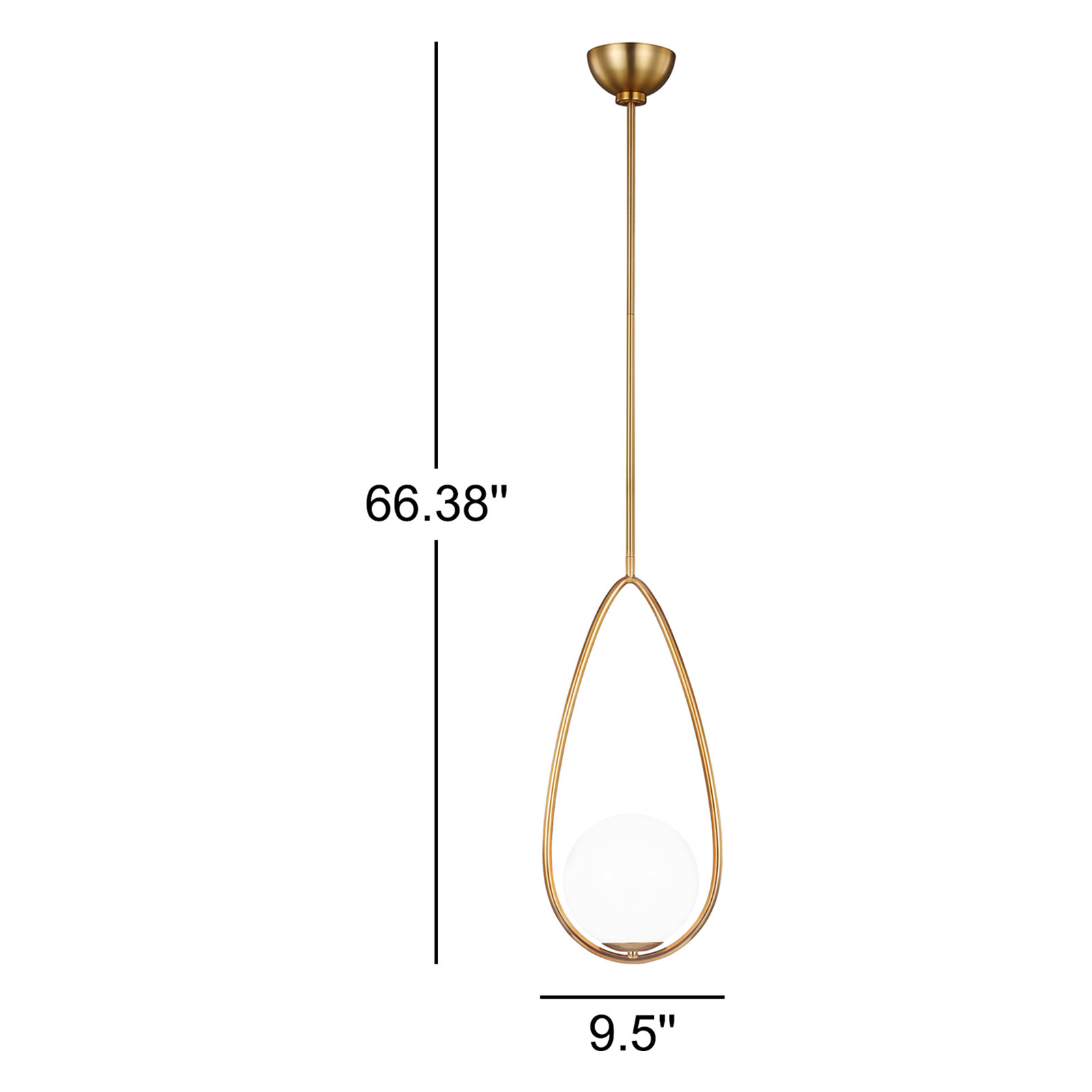 Alain Single Light Glass Dimmable Pendant, Burnished Brass
