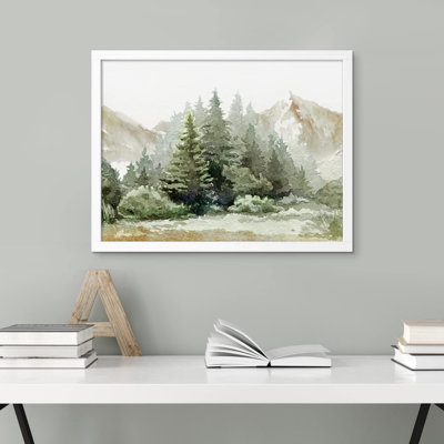 «Watercolor Pine Tree Mountain» sur papier
