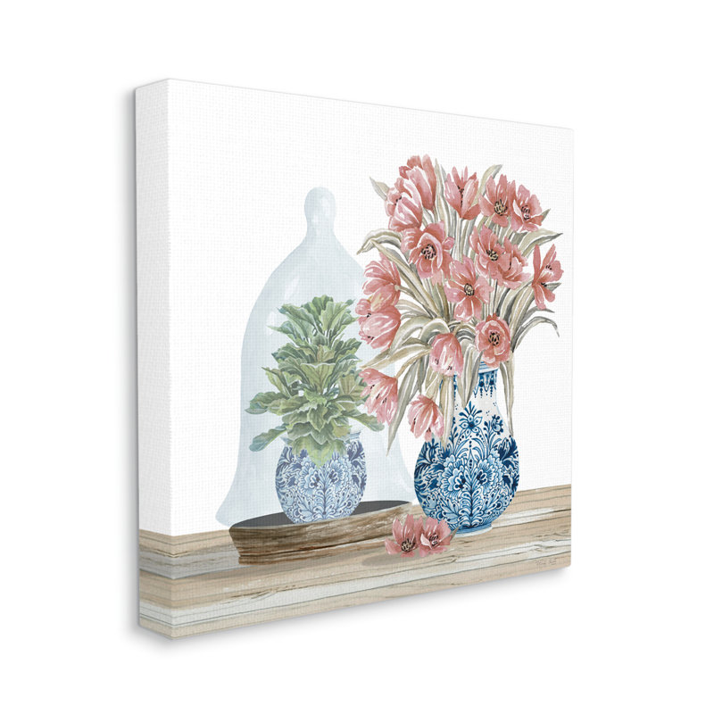 «Floral Arrangement Ornate Vase» par Cindy Jacobs - impression, H 24 po x l 24 po x P 1,5 po, Toile tendue