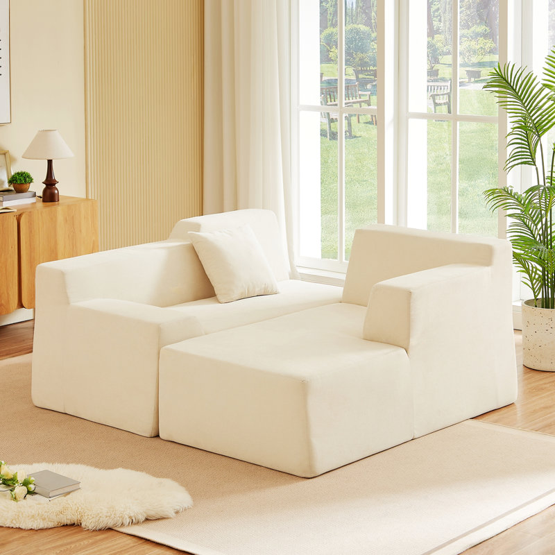 Canapé moderne en L pour la maison, Beige, Face à la droite