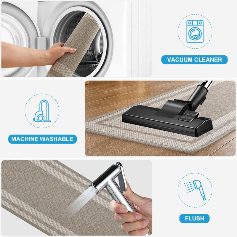 Tapis de cuisine antidérapants lavables, Beige