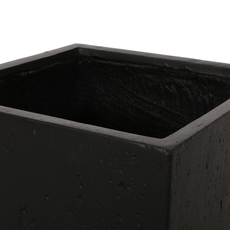 Jardinière extérieure noire carrée - l 21,69 po x P 18,81 po, béton léger, grand carré durable, noir