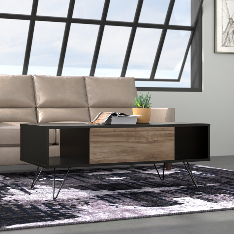 Kayce Coffee Table, Black/Walnut