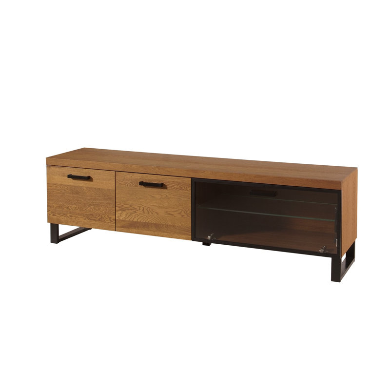Laimondo Solid + Manufactured Oak Wood 2-Door 1-Flap TV unit