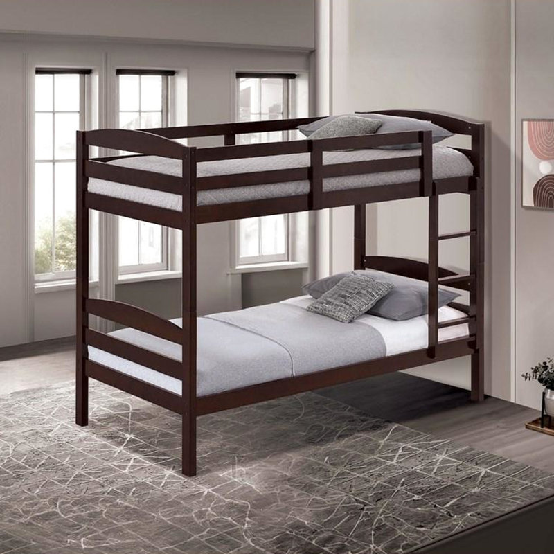 Twin Over Bunk Bed Of Transitional Style In Arch Slat Design, Color, Solid And Engineered Wood, Insert, Bedroom Decor Piece With Finish, & Lock System