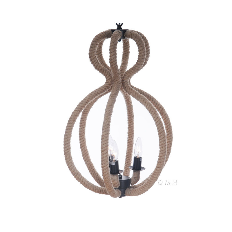 3 - Light Rattan Geometric Chandelier