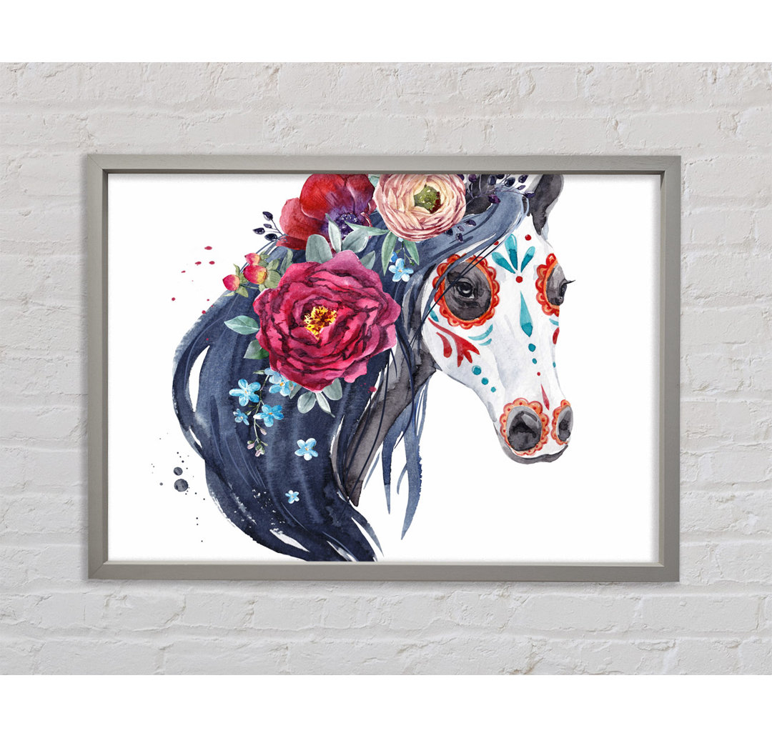 Day Of The Dead Horse - Einzelbildrahmen Kunstdrucke auf Leinwand