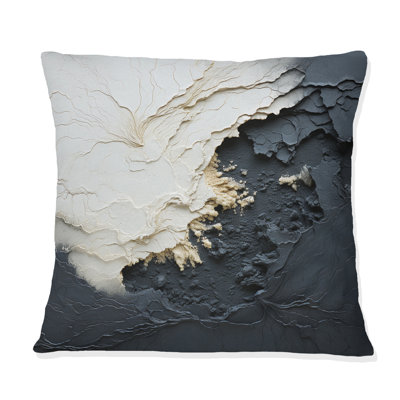 Coussin Minimalisme noir et blanc Paint Wave III - Coastal