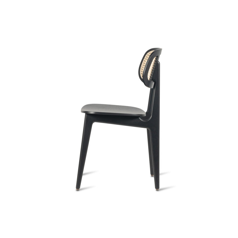 Titus Outdoor Dining Side Chair, Black/Oak