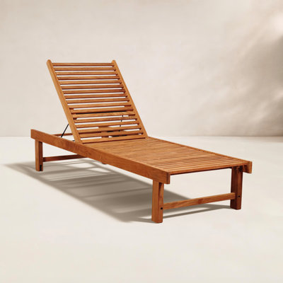 Chaise longue inclinable simple en teck de 74 po Arnoult