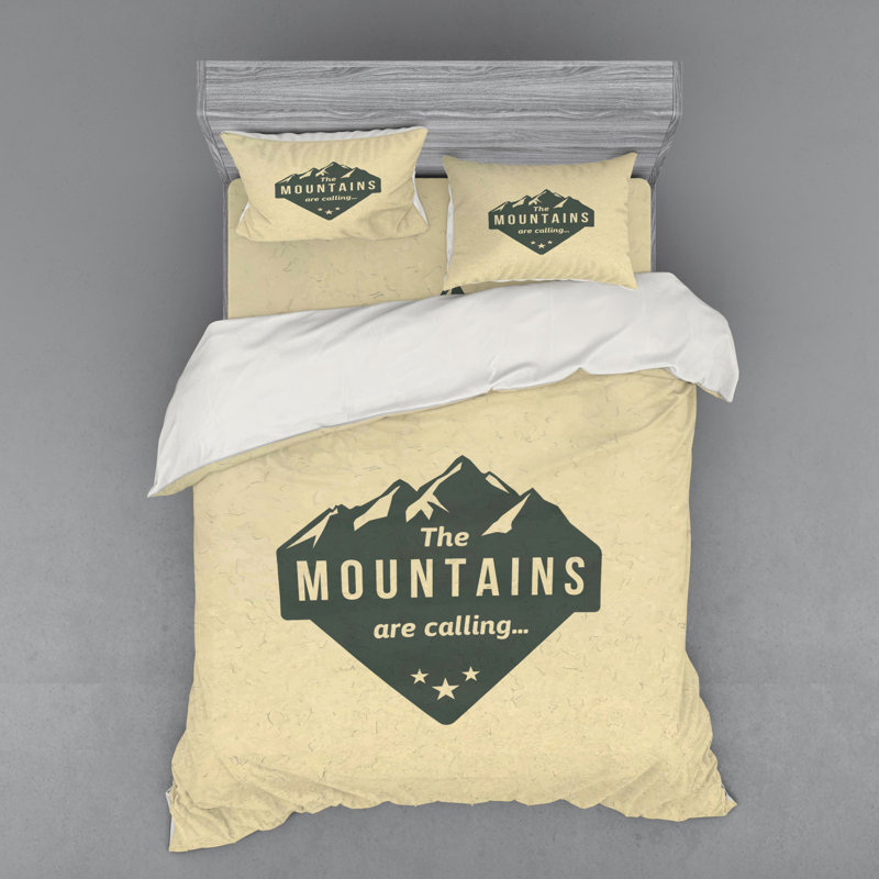 Ensemble de housse de couette aventure en microfibre crème / vert foncé Adventure Country