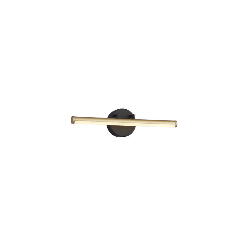 Barre d'éclairage de salle de bain Brinnly, Noir mat / accents laiton, 24.5" W