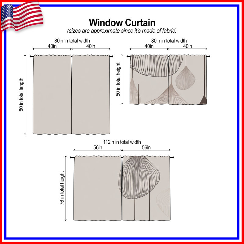 Rideaux abstraits abstraits et transparents - 2 panneaux, 20in x 60in - 2 panels, Transparent