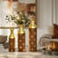 Ensemble de 3 vases décoratifs en métal à motif de feuilles rustiques