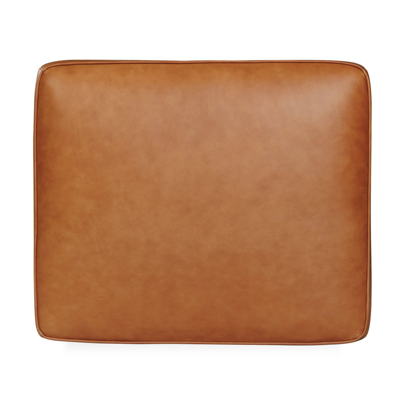 Repose-pieds rectangulaire en cuir véritable Essex, Brun clair cognac