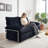 140.94" U-Shaped Modern Sofa Modular Sectional Couch with 2 Ottomans, 6-Seat Corduroy Upholstery, Deep Seat Comfort, Black