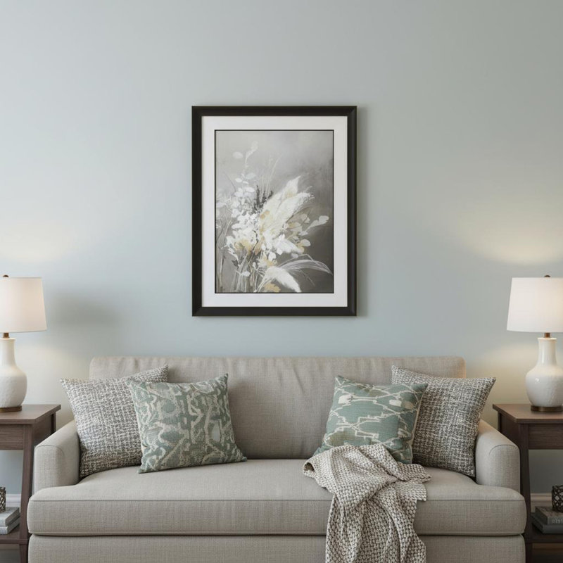 «Light Leaves II», reproduction d'art encadrée brune
