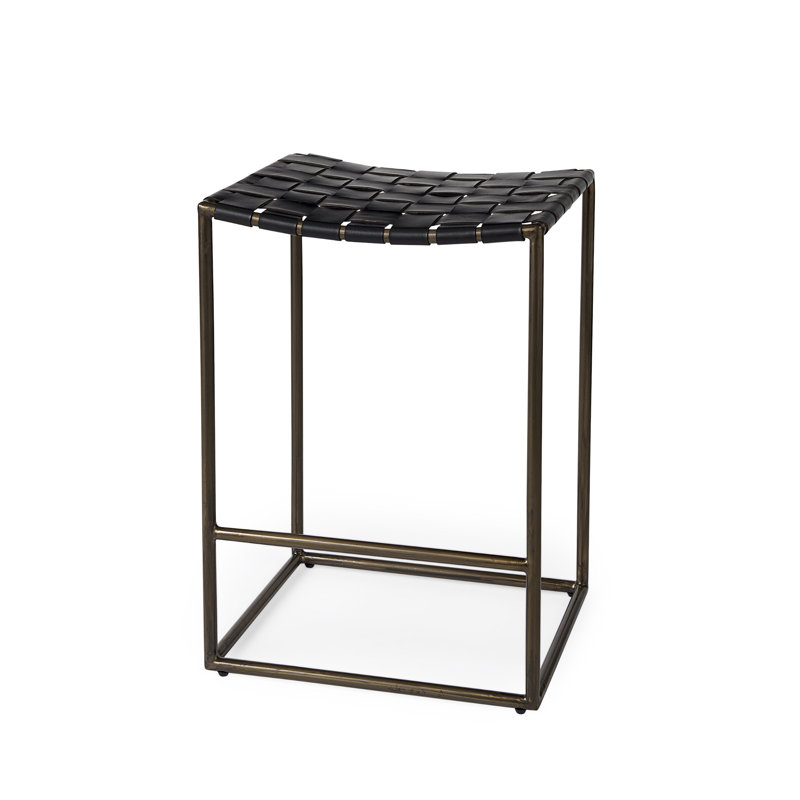 Tabouret de bar et de comptoir Willette, Tabouret de comptoir (siège d'une hauteur de 26 p, Nickel, Noir