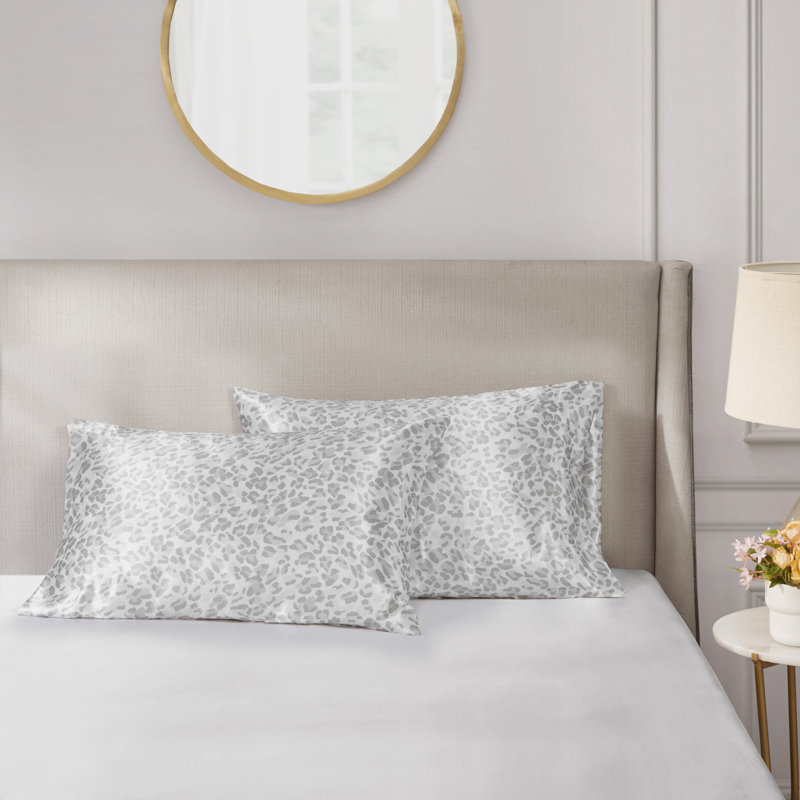 Taies d'oreiller en satin de luxe 2 pièces, Taie d'oreiller taille très grand, Gris